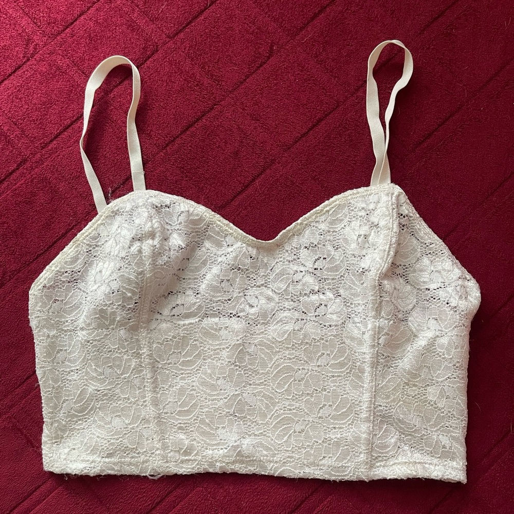 White corset crop top.